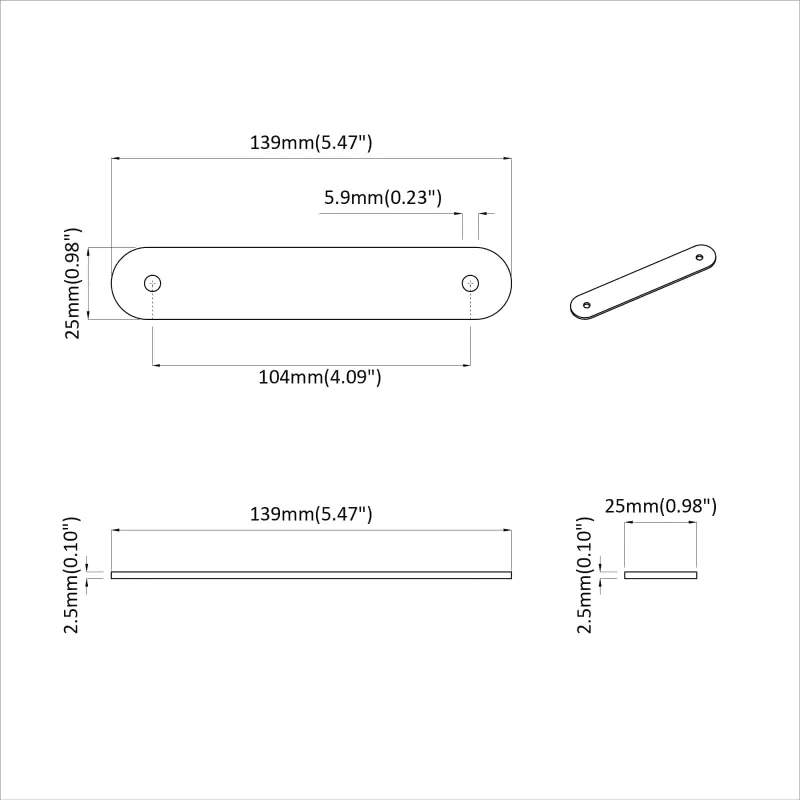 Spintelės Rankenos 2 pcs Ruda 140 x 25 x 2,3 mm PU