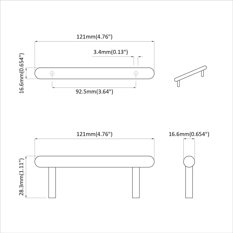 Spintelės rankena 12 pcs Juoda 121 x 16.6 x 28.3 mm Geležis