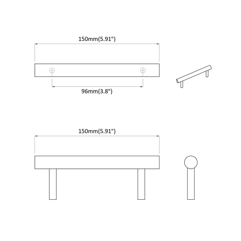 Spintelės rankena 2 pcs Auksinė 150 mm Nerūdijantis Plienas