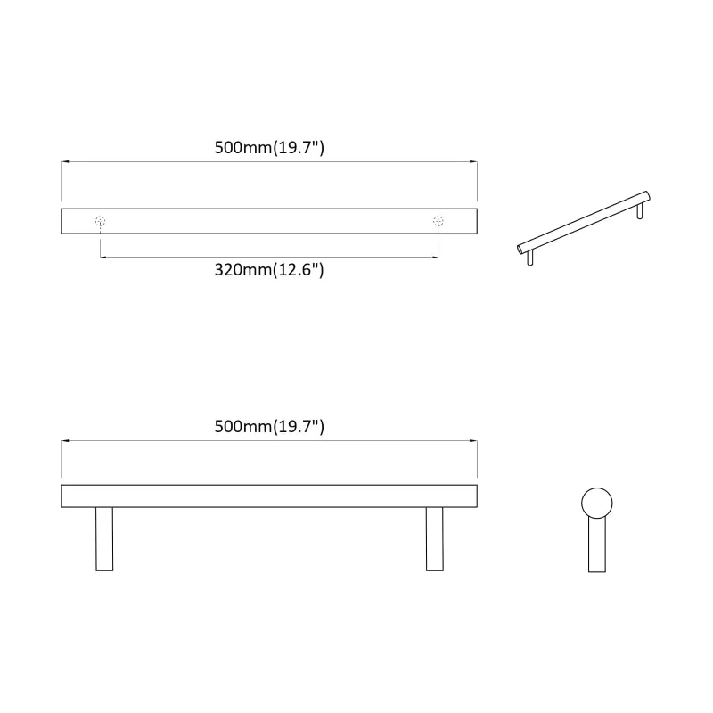 Rankena 2 pcs Sidabro 500 mm Plienas