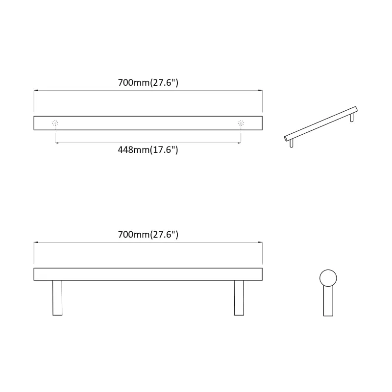 Spintelės rankena 2 pcs Sidabro 700 mm Nerūdijantis Plienas