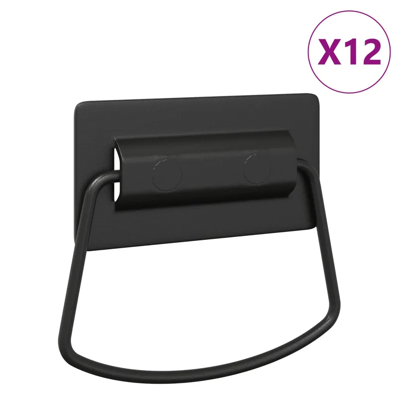 Spintelės Rankenos 12 pcs Juoda 85 x 45 mm Metalas
