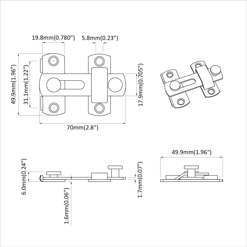 Durų užraktas 12 pcs Sidabro 70 x 8 mm Plienas