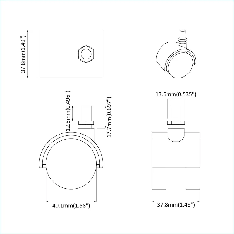 Ratukai 12 pcs Juoda 40,1 x 37,8 mm PP ir geležis