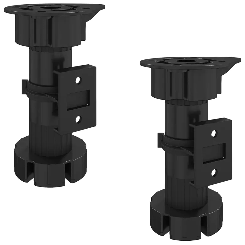 Baldų kojelės Reguliuojamas 2 pcs Juoda 46 x 46 x 128 mm PP