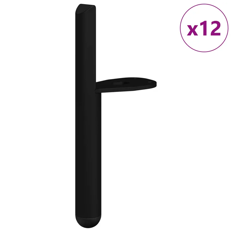Baldų kojelės 12 pcs Juoda 66 x 36 x 160 mm Geležis