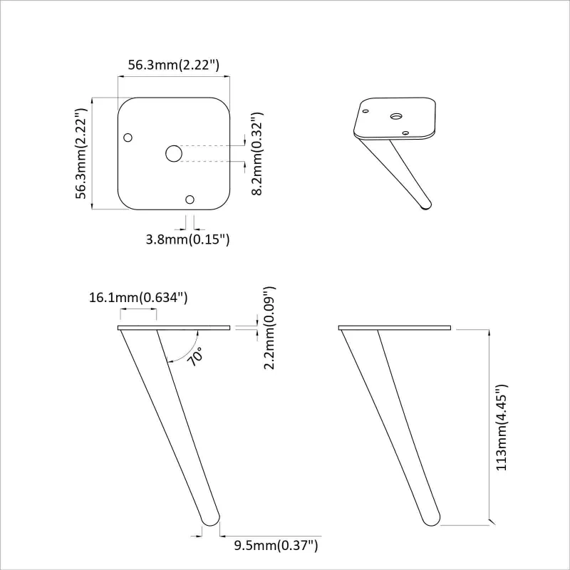 Stovinčios kojos 2 pcs Juoda 56 x 56 x 100 mm Geležis