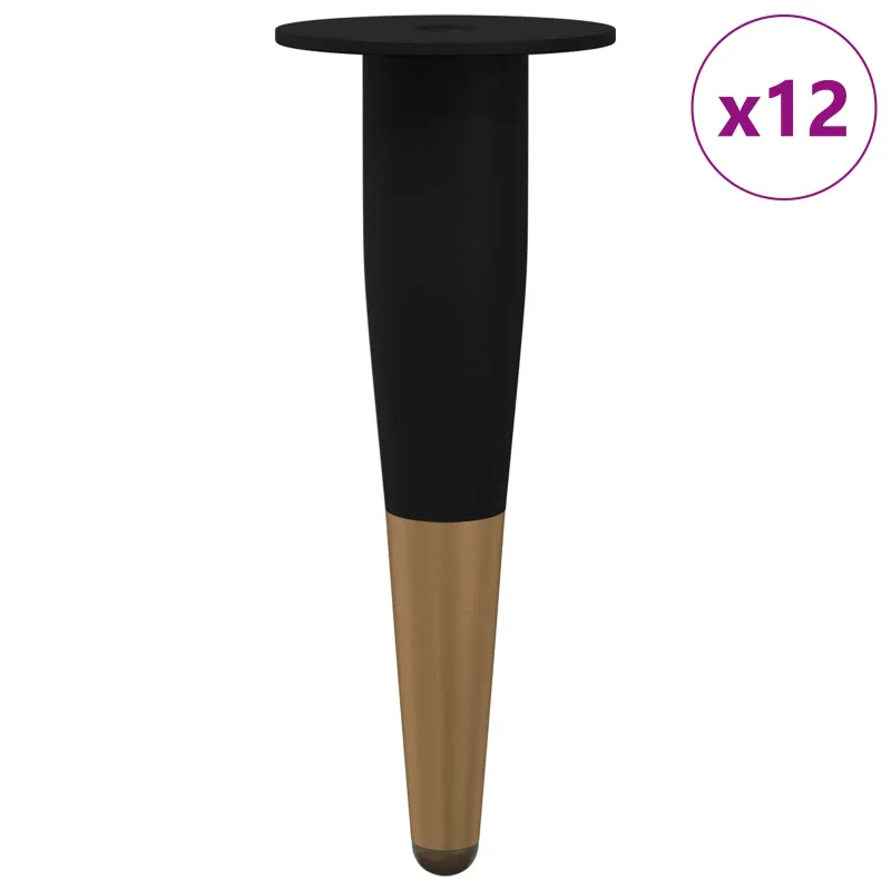Baldų kojelės 12 pcs Juodas ir auksinis Ø 40 x 98 mm Geležis