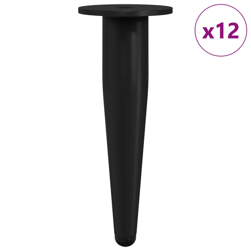 Baldų kojelės 12 pcs Juoda Ø 40 x 98 mm Geležis