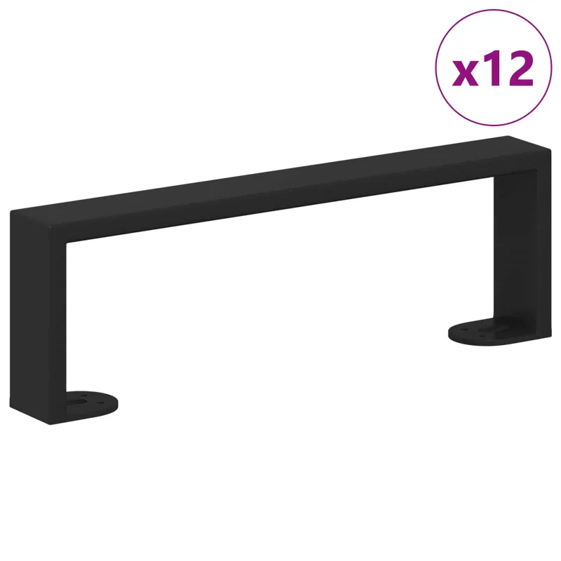 Baldų kojelės 12 pcs Juoda 311 x 40,5 x 100 mm Geležis