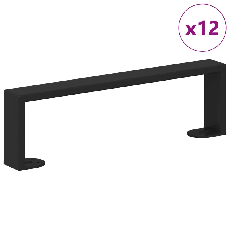 Baldų kojelės 12 pcs Juoda 341 x 40,5 x 100 mm Geležis