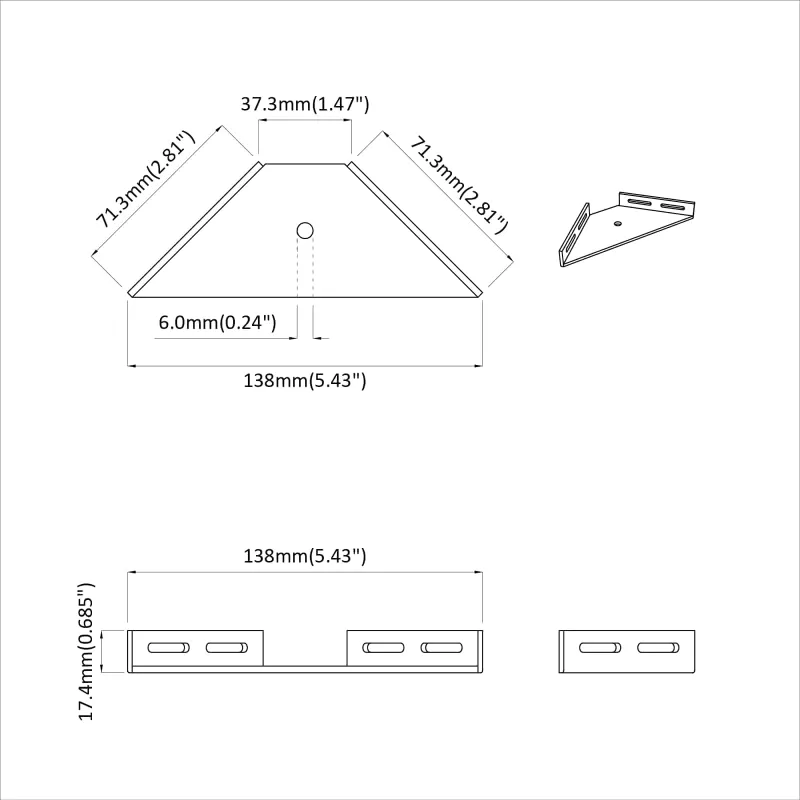 Kampinis laikiklis 12 pcs Juoda 138,5 x 50,5 x 16 mm Geležis