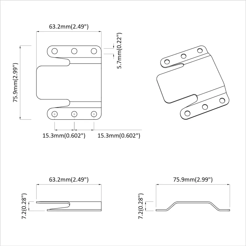 Lygaus montavimo laikiklis 2 pcs Sidabro 75 x 66 x 1,4 mm