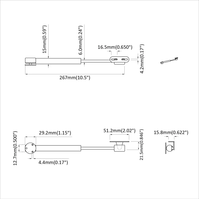 Hidraulinė dujų spyruoklė 12 pcs Sidabro 280 x 17 x 16 mm