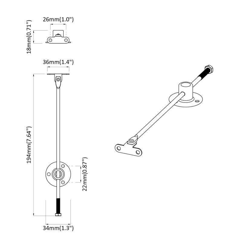 Dangčio atramos vyris 2 pcs Sidabro 194 x 36 x 18 mm Geležis