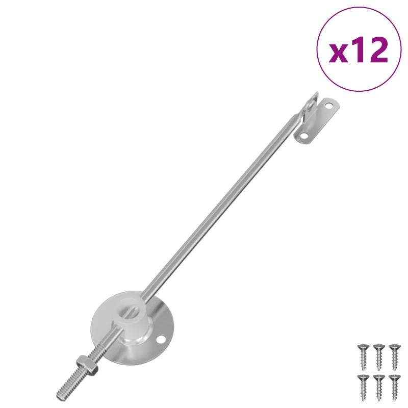 Dangčio atramos vyris 12 pcs Sidabro 194 x 36 x 18 mm Geležis