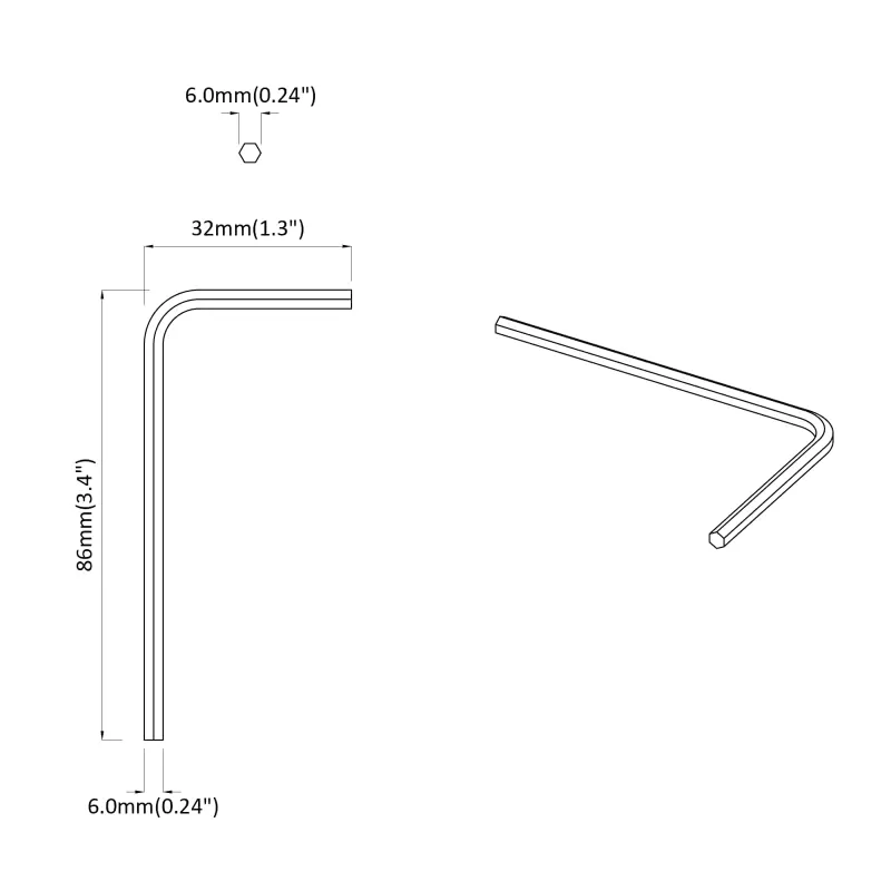 Hex raktas 1800 pcs Sidabro 32 x 86 mm Plienas