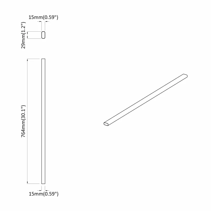 Spintos strypas 2 pcs Sidabro 764 x 15 x 29 mm