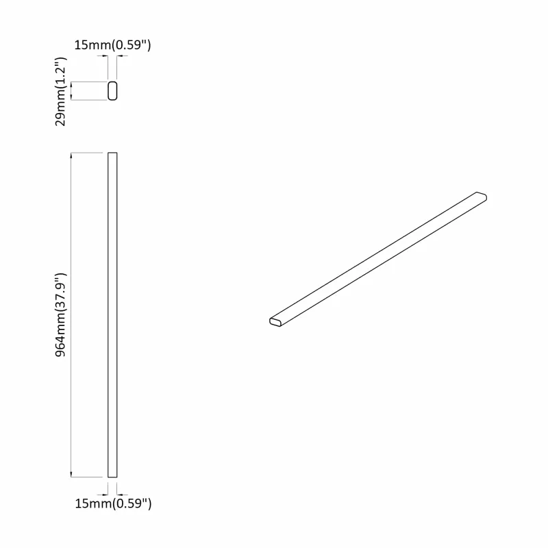 Spintos strypas 2 pcs Sidabro 964 x 15 x 29 mm