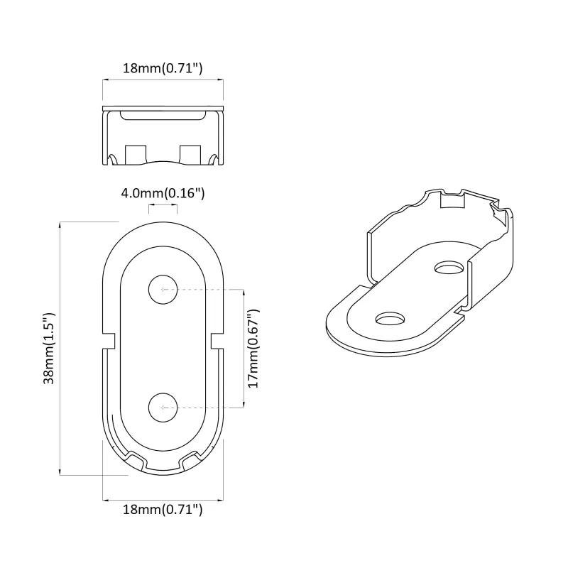 Spinta strypo laikiklis 12 pcs Baltojo cinko 40 x 18 x 10 mm