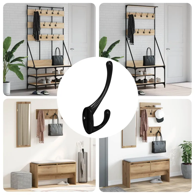 Drabužių kabliukas 12 pcs Juoda 102 x 29 x 47mm Cinko Lydinys