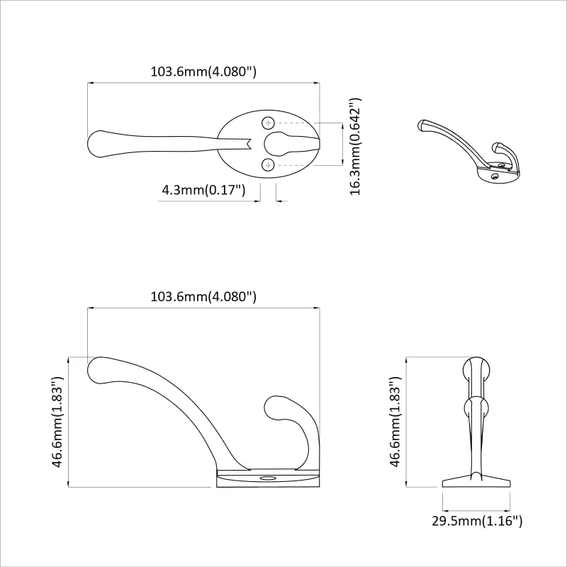 Drabužių kabliukas 12 pcs Juoda 102 x 29 x 47mm Cinko Lydinys