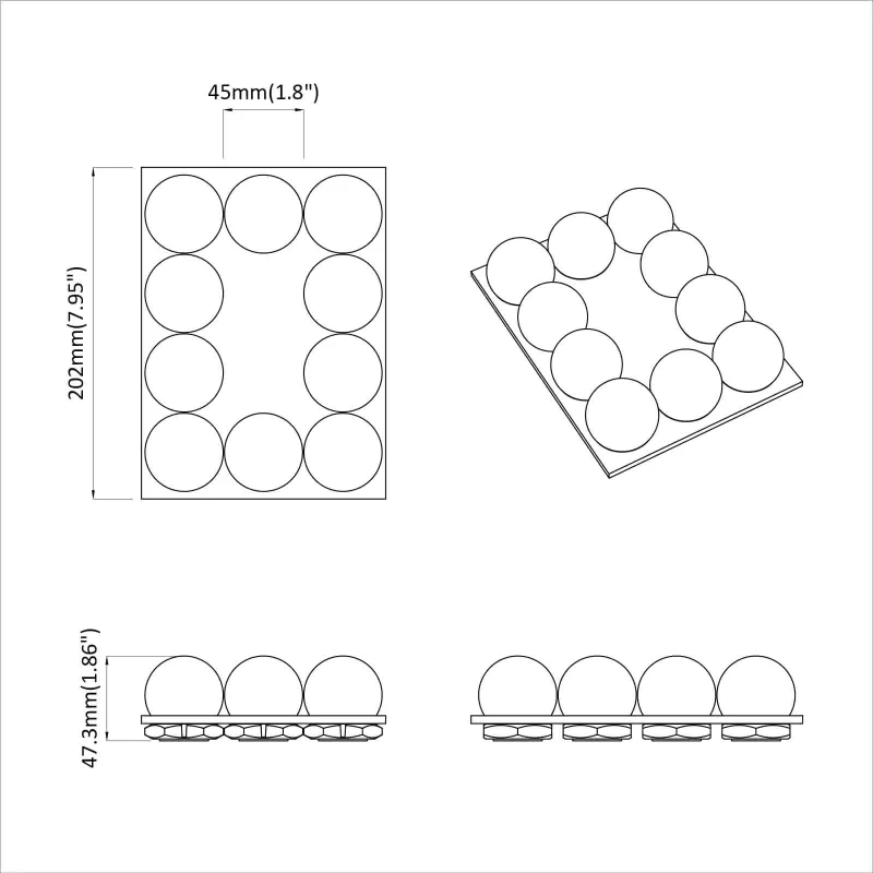 Veidrodžių šviestuvai 2 pcs Balta 4.5 x 4.5 x 4.8 cm Plastmasė