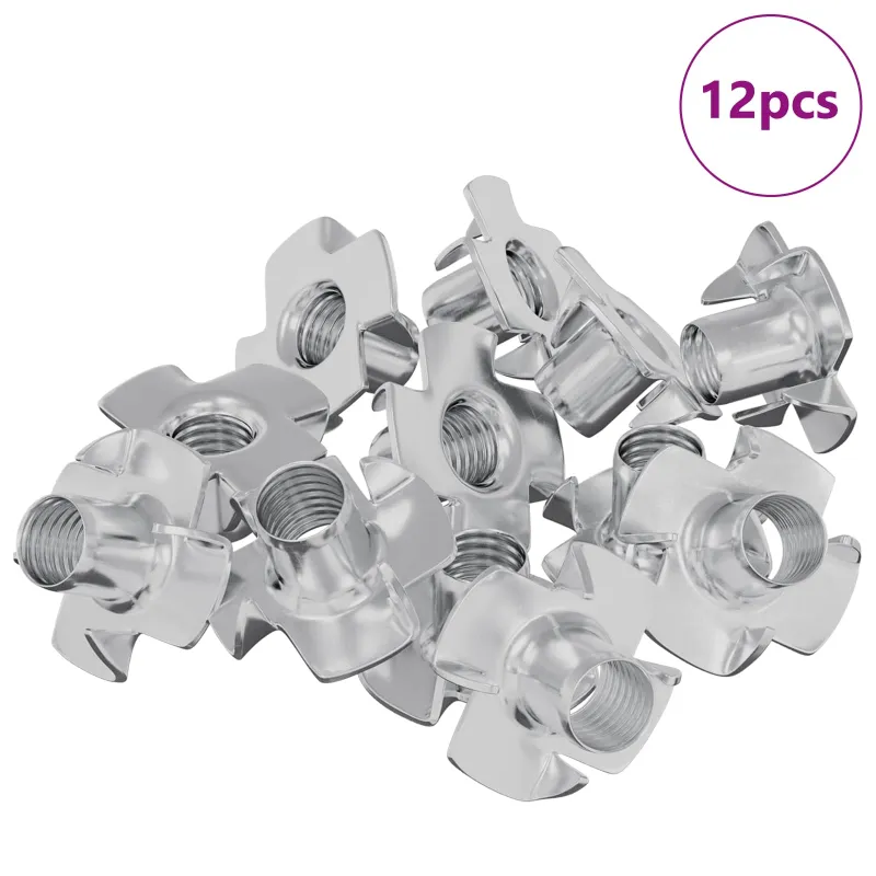 Įpjovinė T-veržlė 12 pcs Sidabro M6 mm Plienas