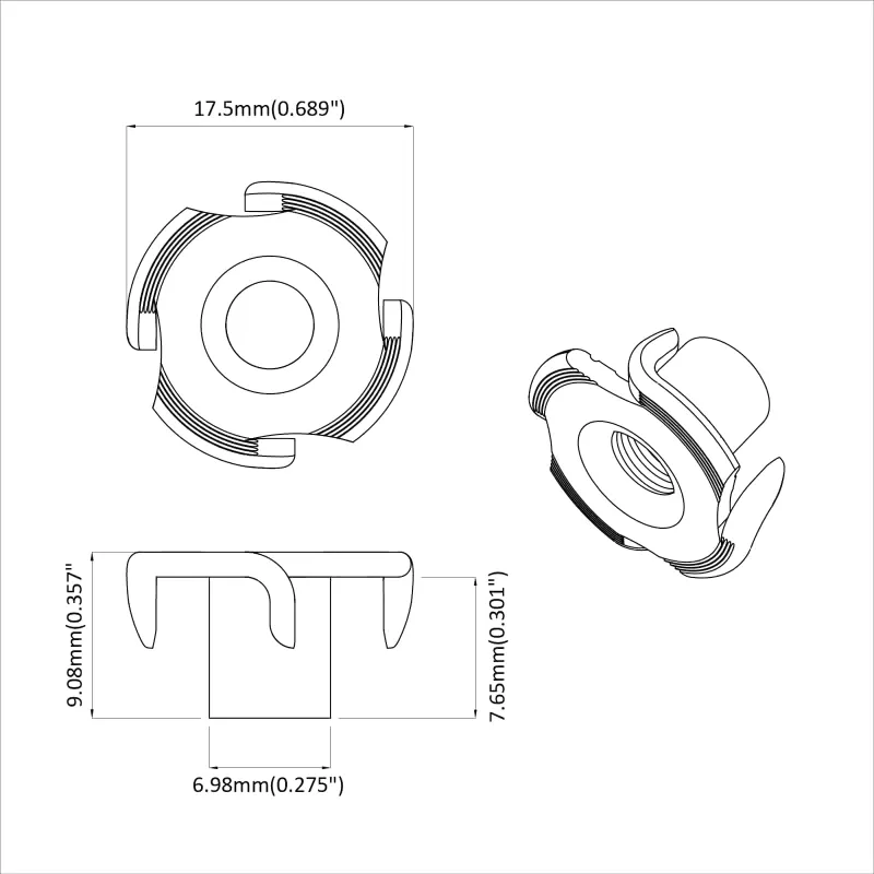 Įpjovinė T-veržlė 12 pcs Sidabro M6 mm Plienas