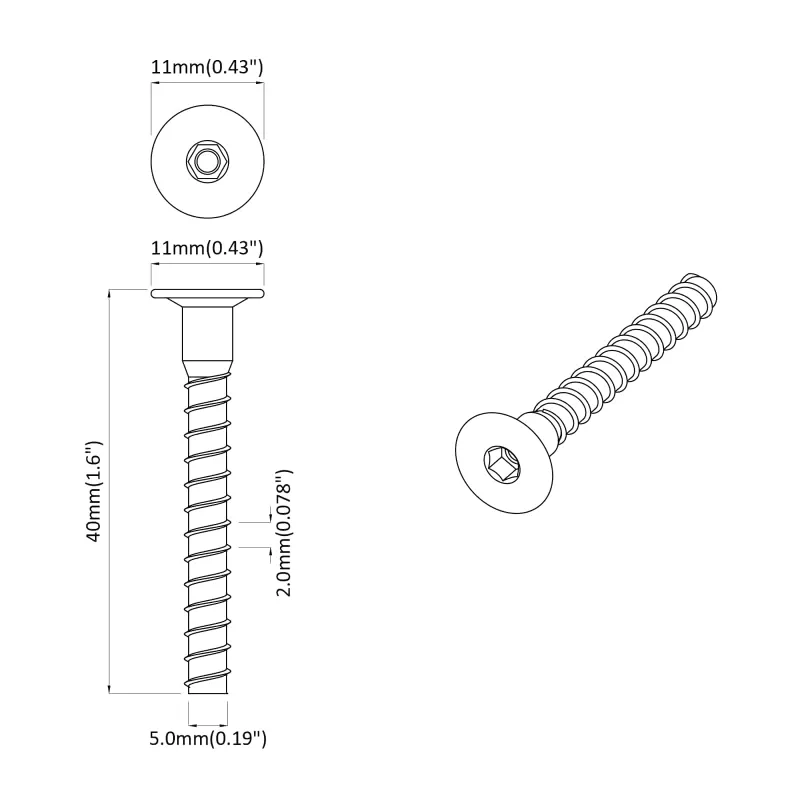 Varžtas 5143 pcs Cinkuota 5 x 40 mm Geležis