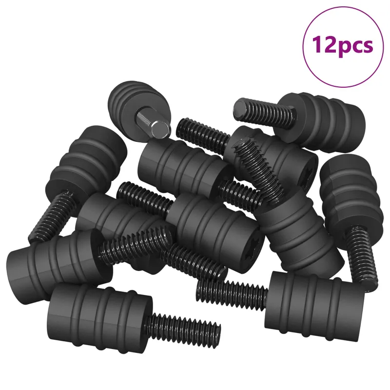 Atstumo varžtas 12 pcs Juoda M4 Guma ir plienas