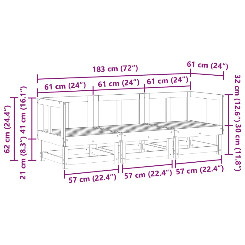 Sekcija sofa vienetai Vaško Ruda 183 x 61 x 62 cm