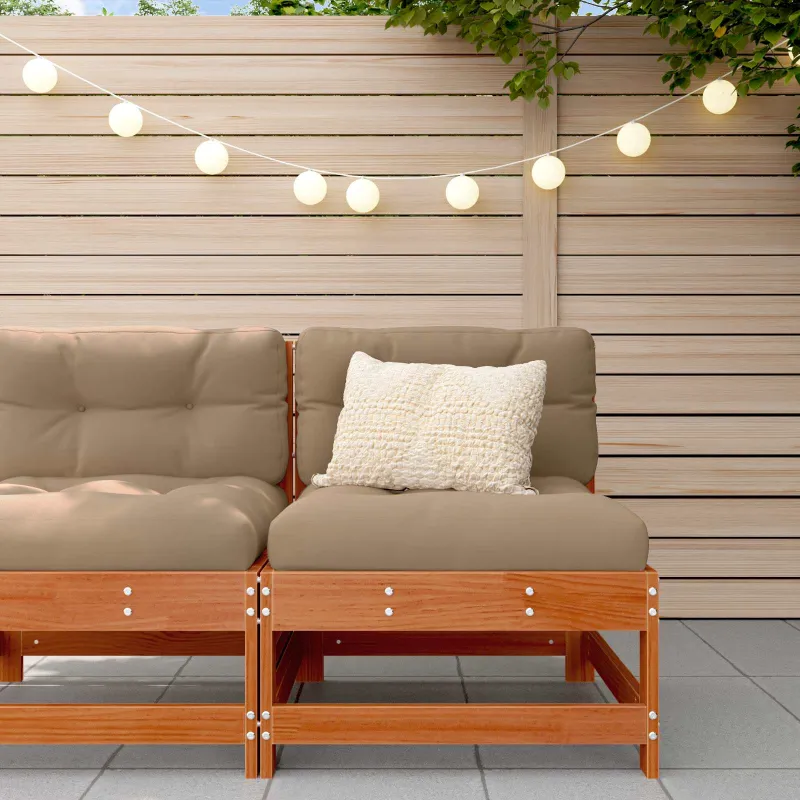 Sodo vidurinė sofa Pušies medienos masyvas Vaško ruda