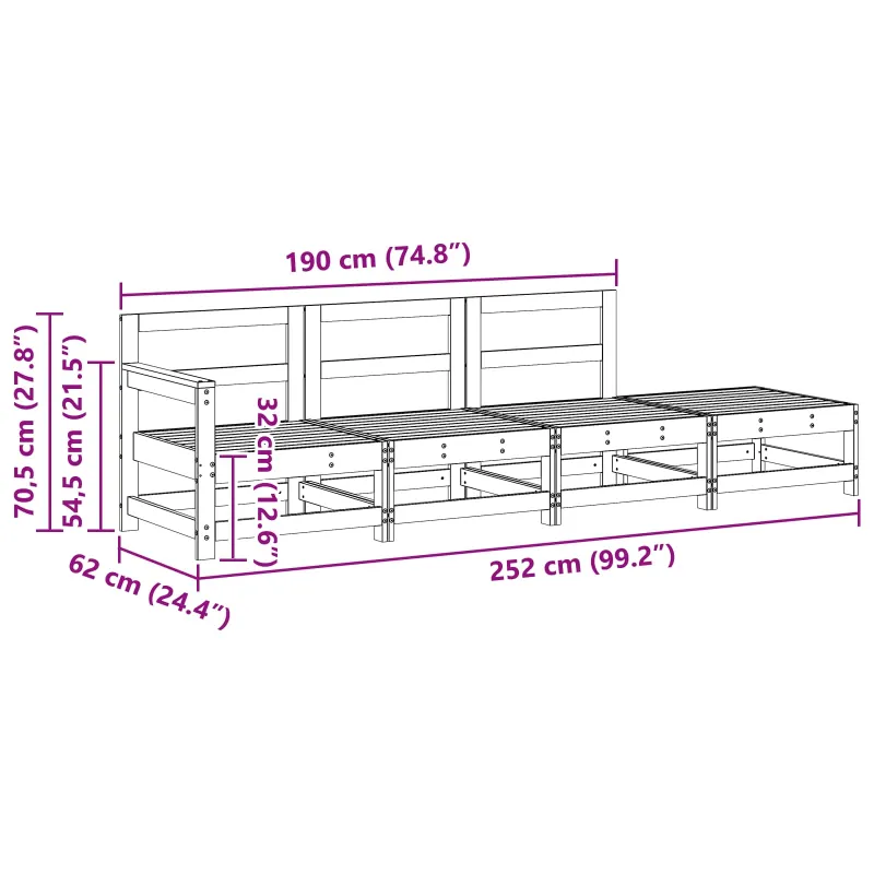 Sekcija sofa vienetai Vaško Ruda 252 x 62 x 70,5 cm