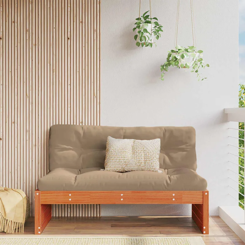 Sodo vidurinė sofa Kietas pušies medis Vaško Ruda