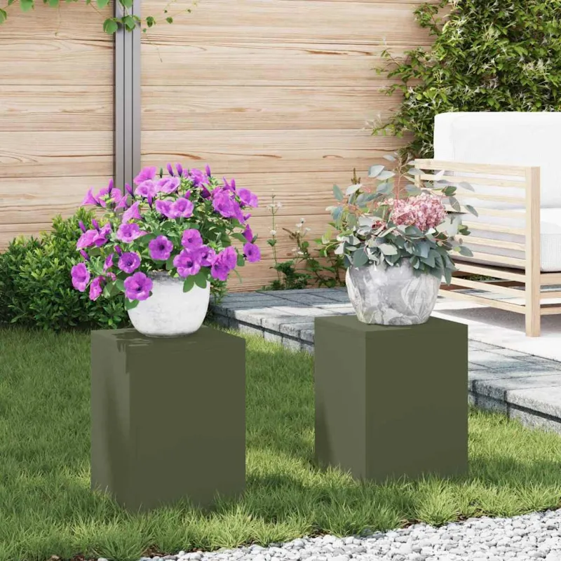 Augalų stovas 2 pcs Alyvuogių žalia 24 x 24 x 35 cm Plienas