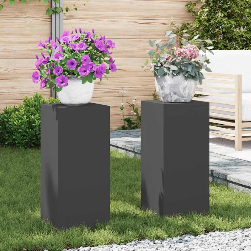 Augalų stovas 2 pcs Juoda 24 x 24 x 55 cm Plienas