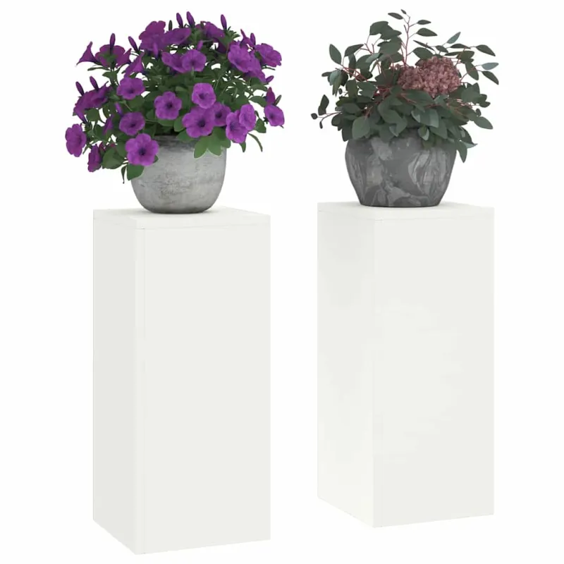 Augalų stovas 2 pcs Balta 24 x 24 x 55 cm Plienas