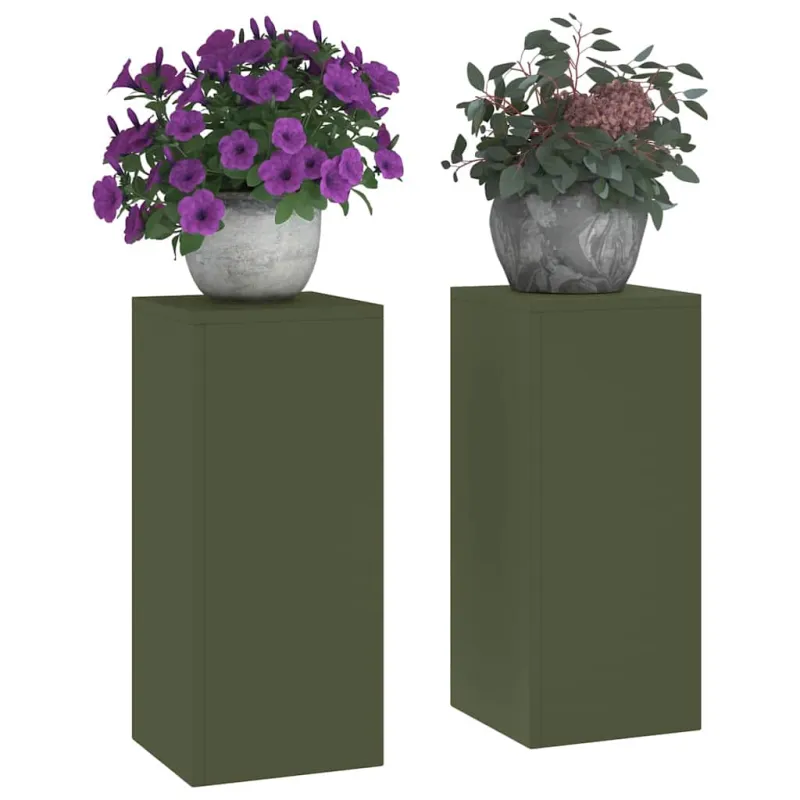 Augalų stovas 2 pcs Alyvuogių žalia 24 x 24 x 55 cm Plienas