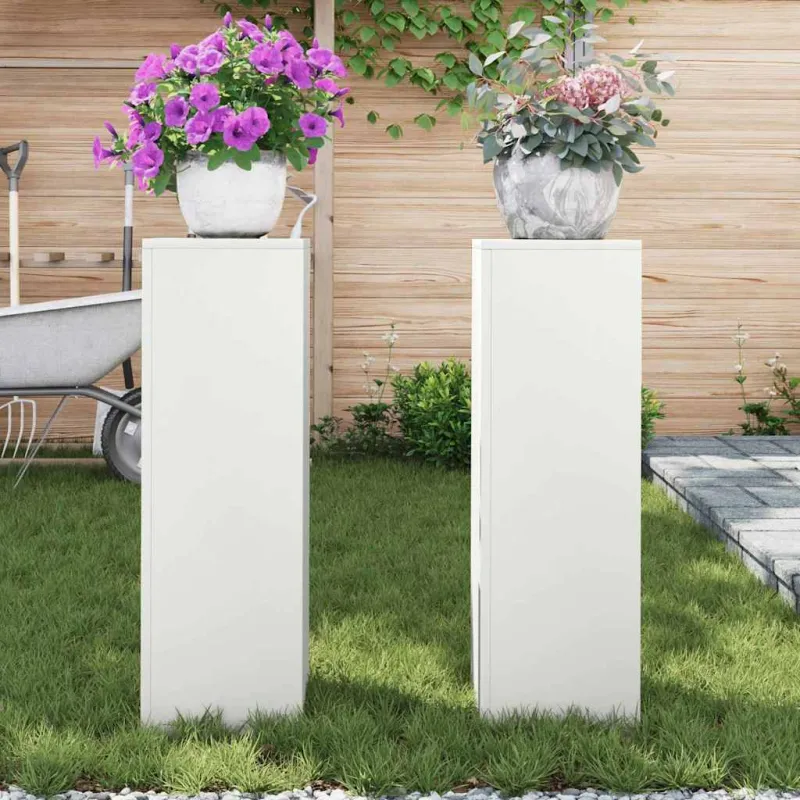 Augalų stovas 2 pcs Balta 24 x 24 x 75 cm Plienas