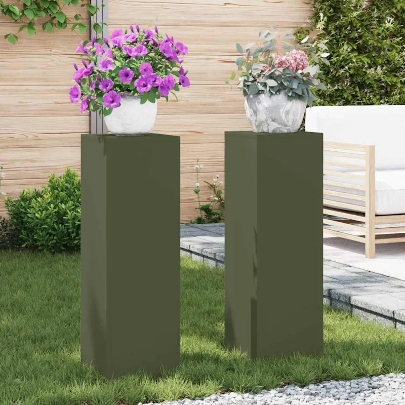 Augalų stovas 2 pcs Alyvuogių žalia 24 x 24 x 75 cm Plienas