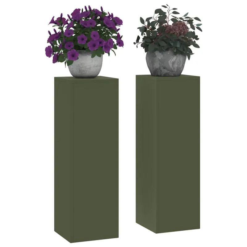 Augalų stovas 2 pcs Alyvuogių žalia 24 x 24 x 75 cm Plienas