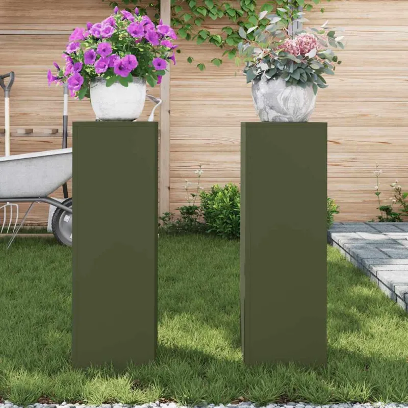 Augalų stovas 2 pcs Alyvuogių žalia 24 x 24 x 75 cm Plienas