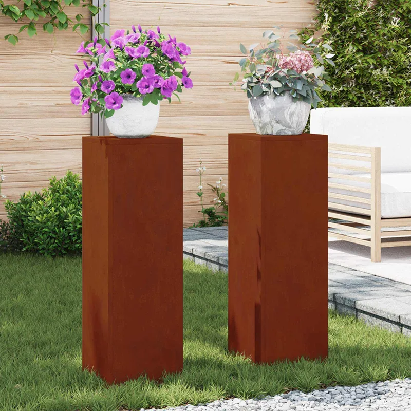 Augalų stovas 2 pcs Rūdijanti 24 x 24 x 75 cm