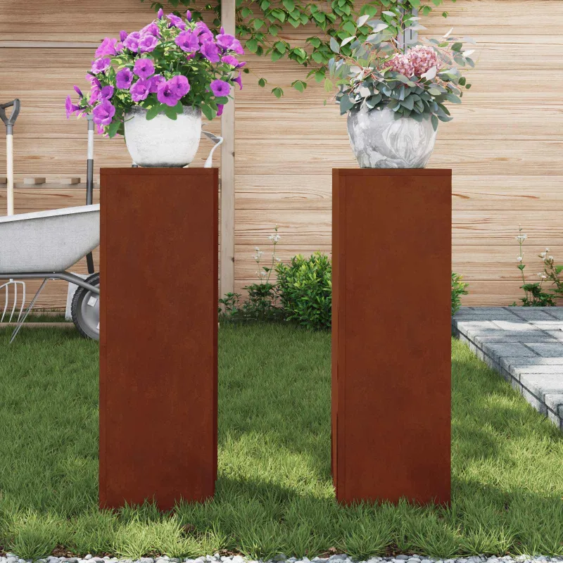 Augalų stovas 2 pcs Rūdijanti 24 x 24 x 75 cm