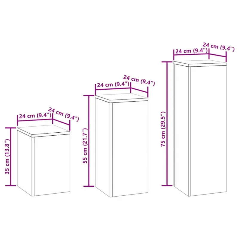 Augalų stovas 3 pcs Antracitas Plienas