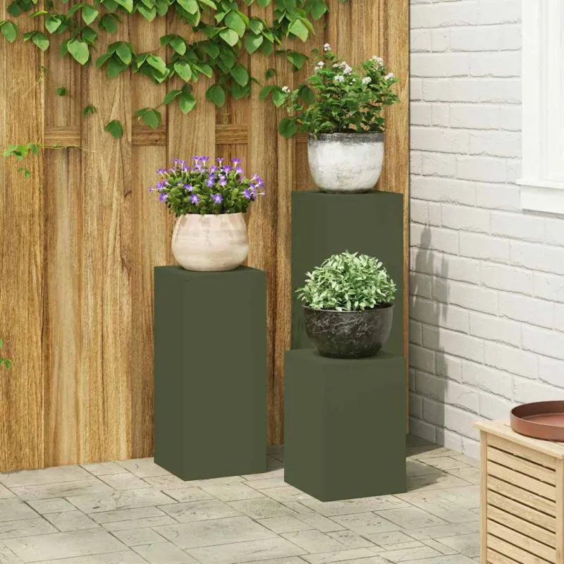 Augalų stovas 3 pcs Alyvuogių žalia Plienas