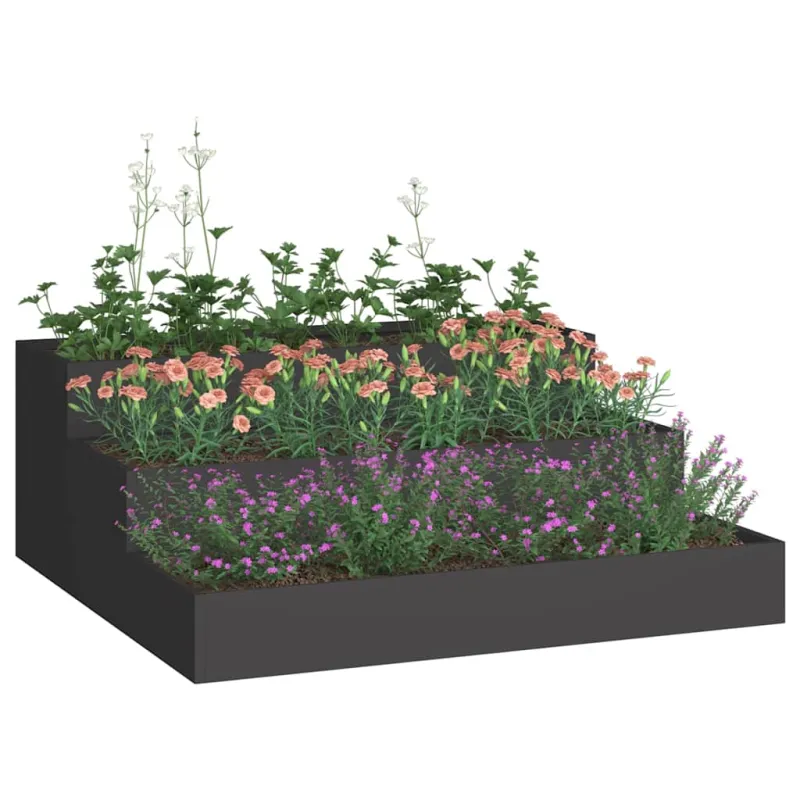 Sodo vazonas Juoda 90 x 90 x 35 cm Šaltai valcuotas plienas