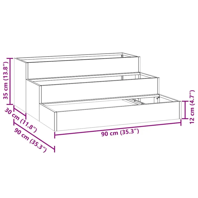 Sodo vazonas Juoda 90 x 90 x 35 cm Šaltai valcuotas plienas