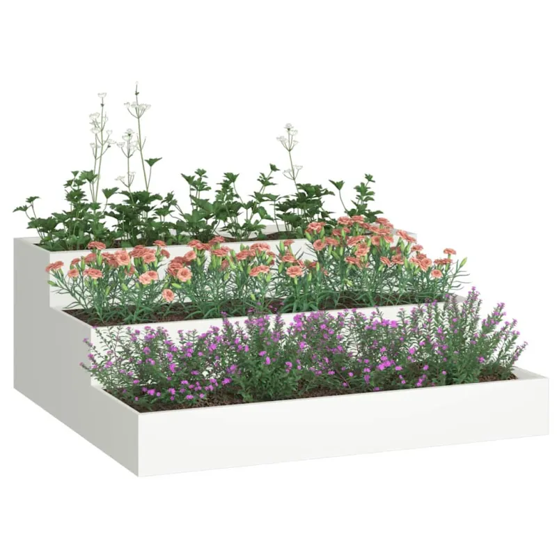 Sodo vazonas Balta 90 x 90 x 35 cm Šaltai valcuotas plienas